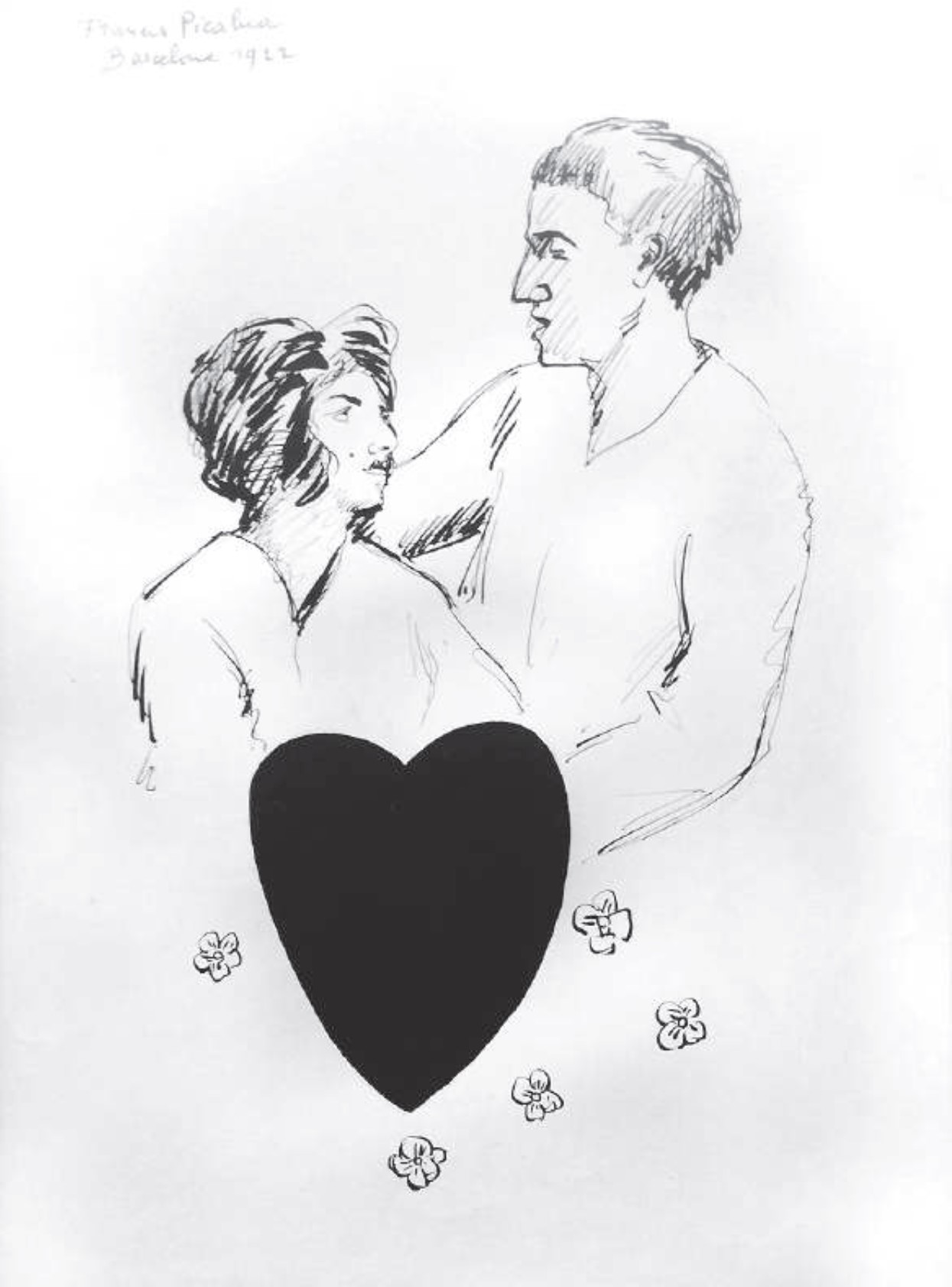 Francis Picabia, sans titre, André et Simone Breton , 1922, dessin à l’encre © Adagp, Paris, 2025. Dessin original © Collection particulière