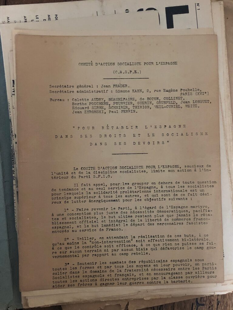 Tracts du Comité d’Action Socialiste pour la Levée de l’Embargo, 1936-1937