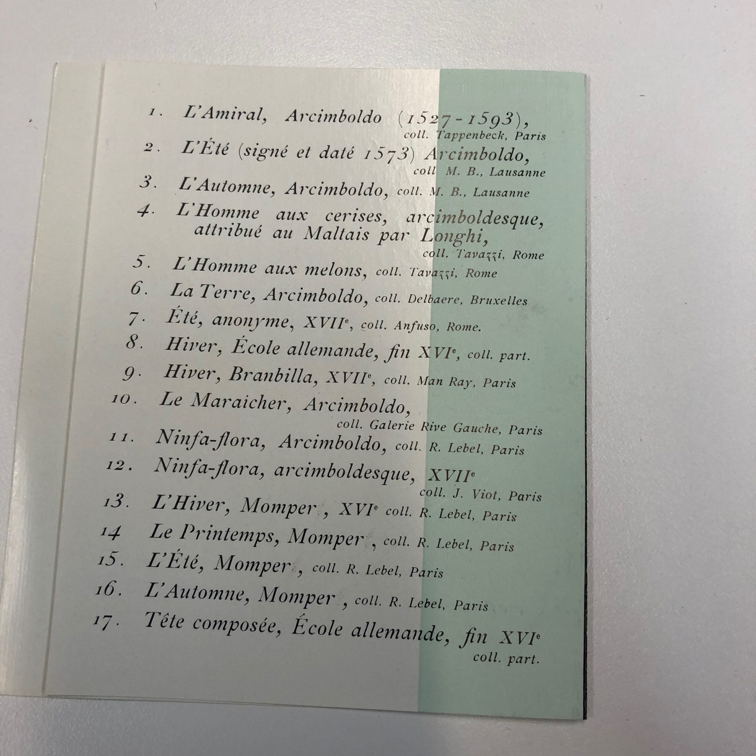 Carton d'invitation exposition Arcimboldo, Galerie Furstenberg, 1954. Bibliothèque Kandinsky, Paris - GALFUR 27