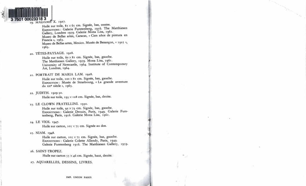 Exposition Picabia, Galerie Furstenberg, 1964. Bibliothèque Kandinsky, Paris - GALFUR 27