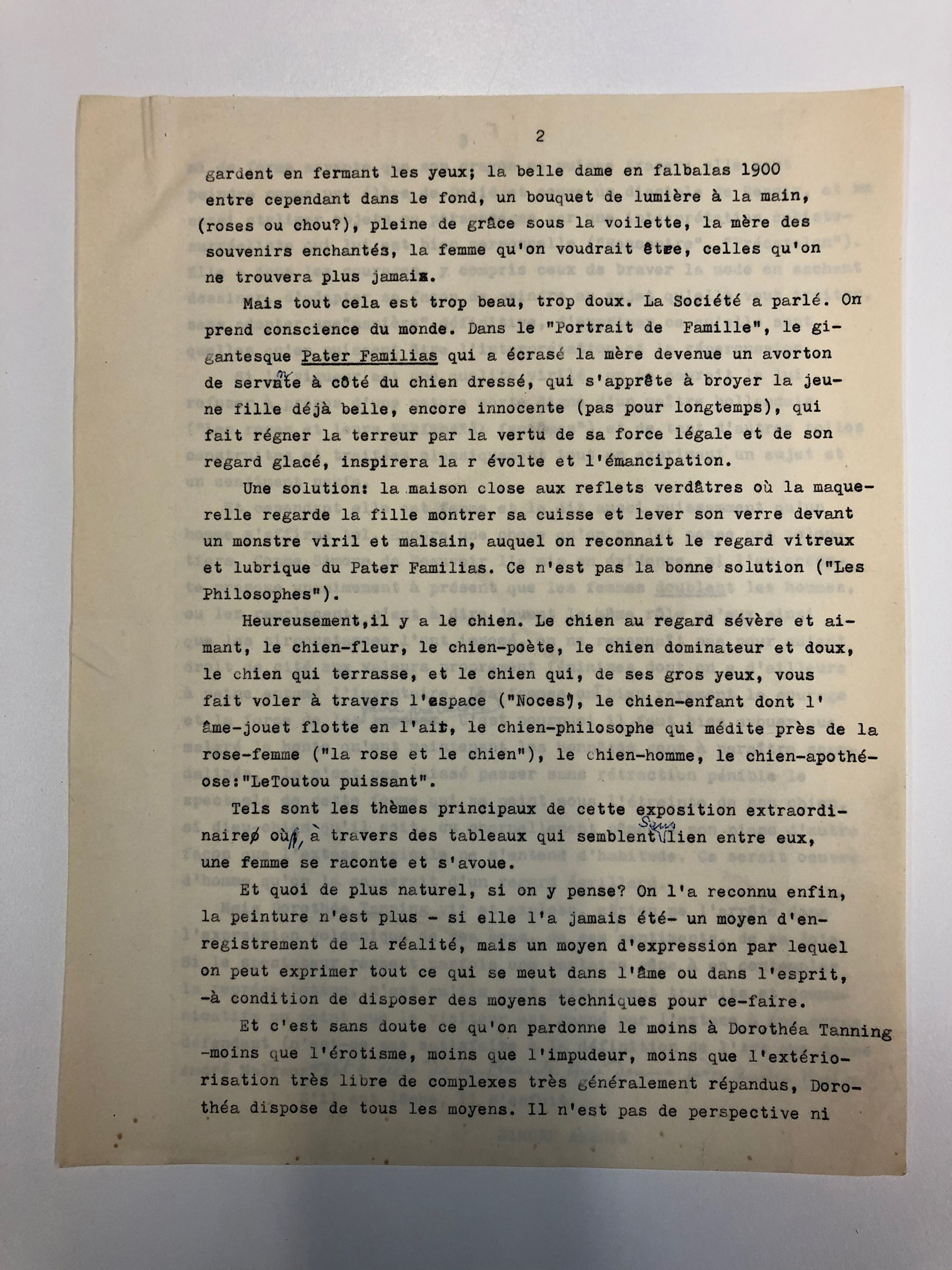 CV exposition Tanning, Galerie Furstenberg, 1954. Bibliothèque Kandinsky, Paris - GALFUR 22