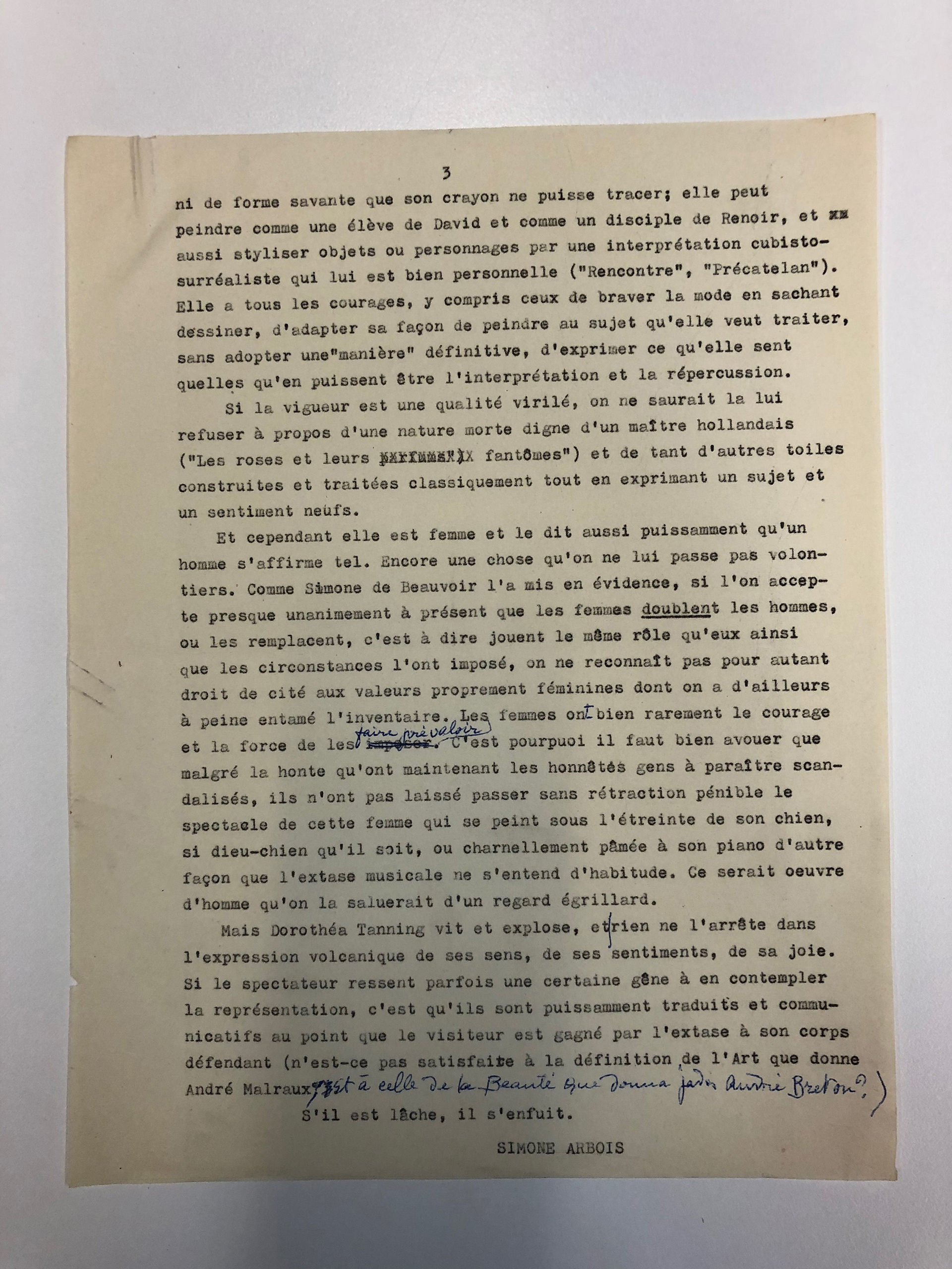 CV exposition Tanning, Galerie Furstenberg, 1954. Bibliothèque Kandinsky, Paris - GALFUR 22