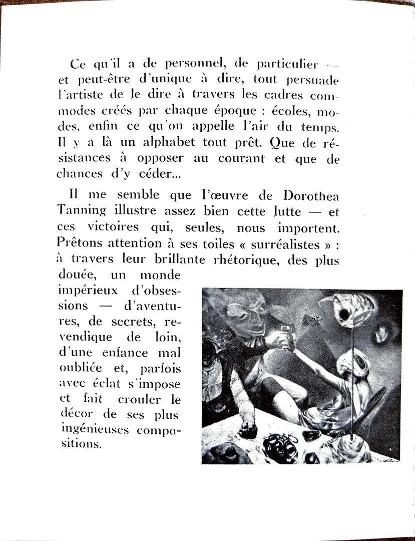 Catalogue exposition Tanning, Galerie Furstenberg, 1954. Bibliothèque Kandinsky, Paris - GALFUR 22